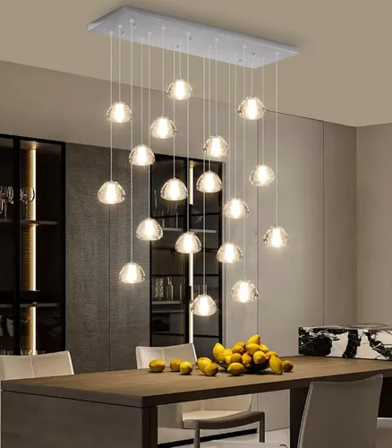 Vista 13 de Lámpara colgante moderna de cristal para isla de cocina, comedor, dormitorio, pasillo, color negro