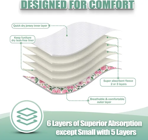 Vista 4 de wegreeco - Pañales lavables y reutilizables para perros (patrón elegante), pañales para perras, paquete de 3 (floral, talla S)