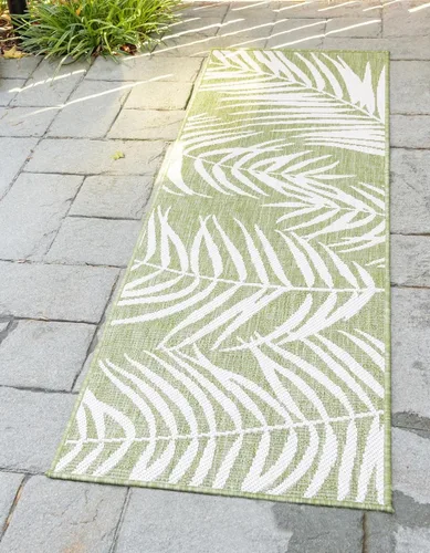 Vista 22 de Unique Loom - Tapete de la colección Outdoor Botanical, diseño de palmera (4.1 pies x 6.1 pies, rectangular, color azul/azul marino)