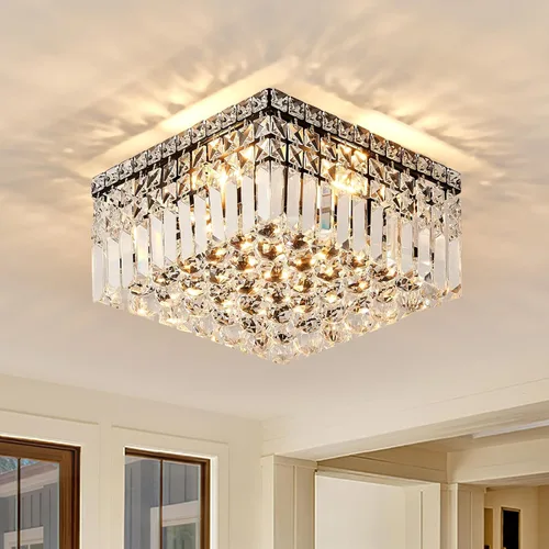 Vista 10 de Luminarias de techo de montaje empotrado modernas de 12 luces, elegante lámpara colgante de araña de cristal para recámara, sala de estar, comedor