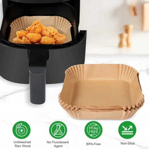 Vista 4 de Forros pequeños desechables para freidora de aire compatibles con COSORI Air Fryer 2.1 Qt, 175 piezas de papel de pergamino no blanqueado