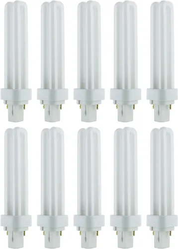 Vista 6 de Sunlite PLD26/SP27K Bombilla fluorescente compacta PLD de 2 pines enchufable de doble tubo cuádruple, 26 vatios, 1560 lúmenes, base G24d3 de 2 2700K