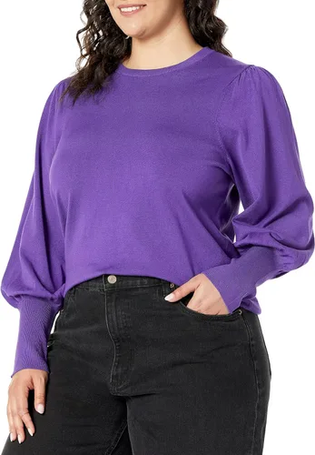 Vista 4 de The Drop Vivienne - Suéter de cuello redondo con hombros acolchados para mujer