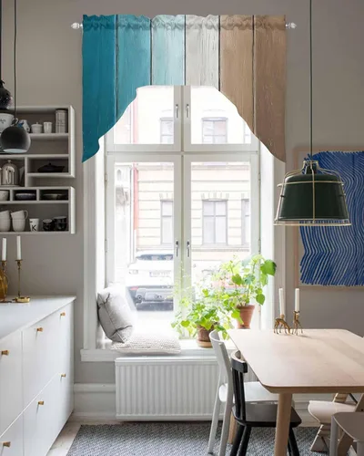 Vista 6 de Cortinas de cocina con cenefa de girasol y calabaza, cenefa con bolsillo para barra, paneles de cortina para dormitorio, sala de estar, baño