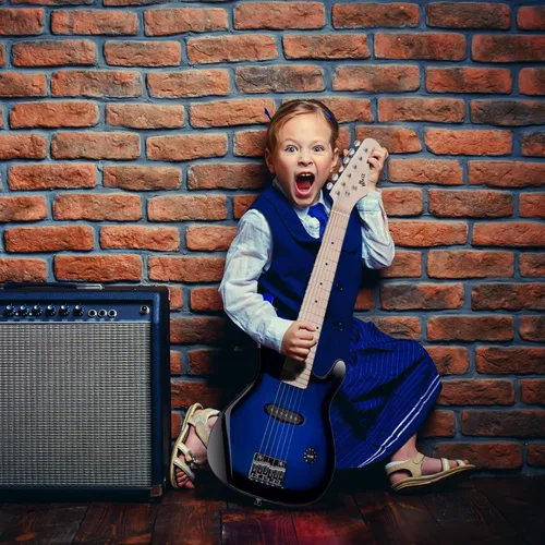 Vista 4 de WINZZ EGM100 - Guitarra eléctrica para niños de 30 pulgadas con kit para principiantes, para diestros, Blueburst