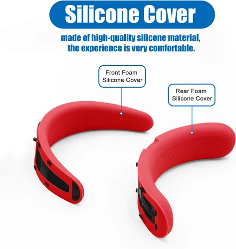 Vista 3 de AMVR VR Front Foam & Rear Foam Silicone Protective Covers for Oculus Rift S Headset Sweatproof Waterproof Anti-Dirty Replacement Accessories (Red)