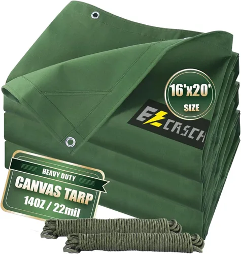 Vista 10 de Lonas de Lona de 5'x7' Pies de Servicio Pesado Impermeables con Ojales de Aluminio, Resistentes a los Rayos UV, Tela Multiusos de 22Mil, Hoja