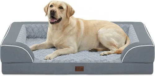 Vista 52 de Camas ortopédicas para perros de tamaño grande, cama grande de espuma viscoelástica impermeable para mascotas con lados de 36 x 27 pulgadas