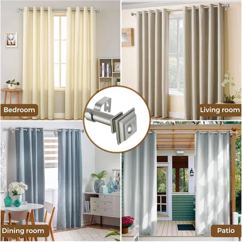 Vista 5 de KAMANINA Barra de cortina de 32 a 58 pulgadas (2.6 a 4.8 pies), barras de cortina ajustables de 1 pulgada para ventanas, barras de cortina