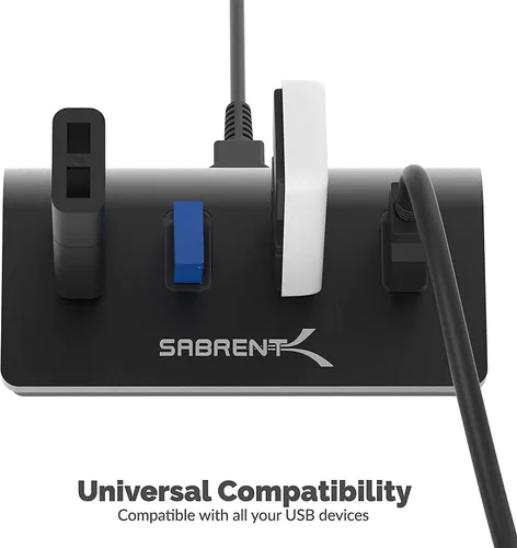 Vista 4 de SABRENT Concentrador de datos portátil de aluminio de 4 puertos USB 3.0 con cable USB 3.0 de 2.5 pies para iMac, MacBook, MacBook Pro, MacBook Air