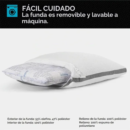 Vista 5 de Brookstone Almohada de Espuma Viscoelástica de Confort 2 en 1 con Relleno Mejor que el Plumón para una Sensación Firme pero Suave - Diseño Híbrido