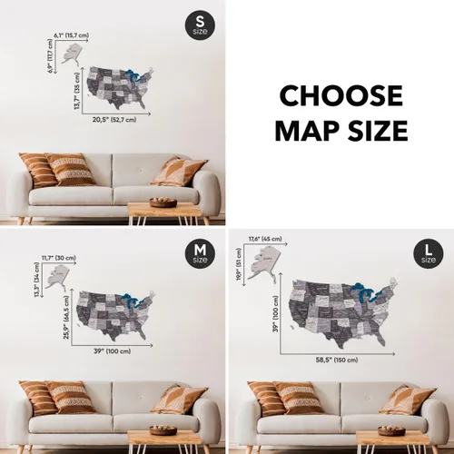 Vista 41 de Enjoy The Wood Mapa de Madera de Estados Unidos Lugares Visitados - Rastreador de Viajes de Mapa 3D de Estados de EE.UU. Decoración de Pared