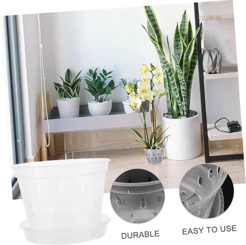 Vista 4 de Levemolo 2 juegos de macetas de orquídeas para plantas, macetas ranuradas para orquídeas, macetas de vivero, macetas de orquídeas, macetas