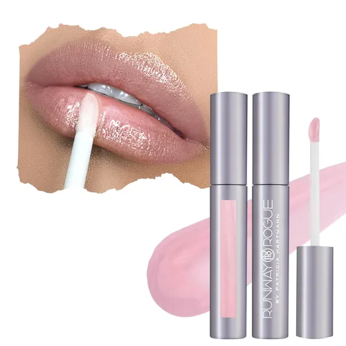 Runway Rogue Brillo de labios clásico, brillo labial hidratante ultra transparente rosa perlado pálido, 'Bride in Show'