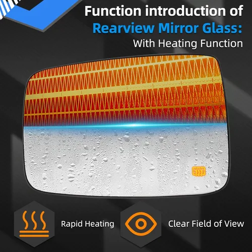 Vista 4 de Espejo lateral del conductor de repuesto para Dodge Ram 1500 2500 2012 2013 2014 2015 2016 2017 2018 2018 – Cristal convexo, espejo retrovisor