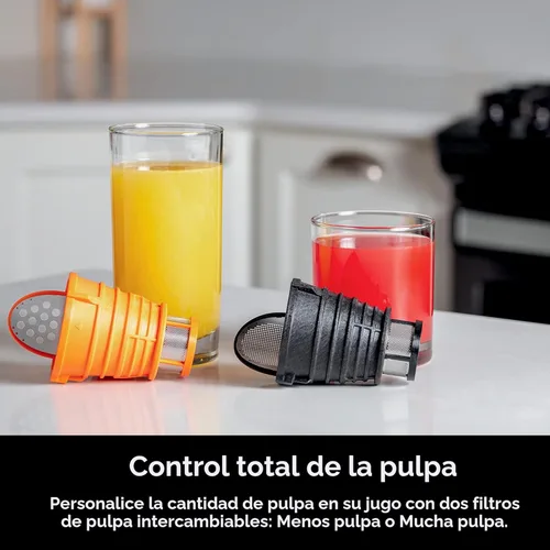 Vista 5 de Ninja NeverClog Exprimidor de Prensa Fría, Exprimidor Lento Potente con Control Total de Pulpa, Para Encimera, Eléctrico, 2 Funciones de Pulpa, Apto