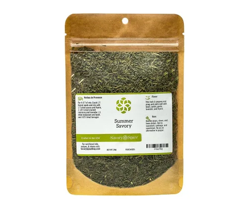 Vista 4 de Savory Spice Summer Savory (0.9 oz) – Condimento de hojas saladas secas – Añade sabor a hierbas y pimienta a sopas y guisos