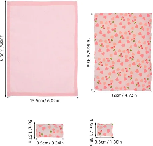 Vista 4 de ibasenice Juego de ropa de cama de casa de muñecas, tamaño mini de 1 a 12 escalas, sábanas, almohadas de colcha, accesorios completos de dormitorio