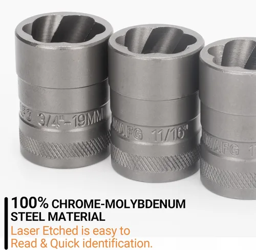 Vista 4 de Juego de Extractor de Pernos Mejorado, 32 Piezas Juego Removedor de Pernos y Tuercas de Impacto, Removedor de Tuercas de Orejeta Dañadas, Juego