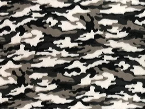 Tela polar impresa anti píldoras gris camuflaje / 58 pulgadas de ancho/vendido por The Yard