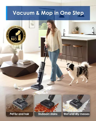 Vista 2 de Tineco Floor ONE i6 Aspiradora elástica en seco y húmedo + solución de limpieza de suelos de 2 L