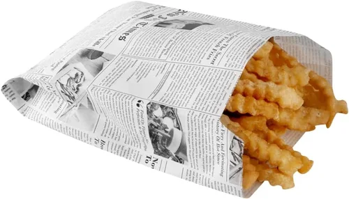 Vista 15 de Restaurantware Bag Tek - Bolsas de papel de 4.3 x 1.5 x 6.3 pulgadas para aperitivos, 100 bolsas desechables para papas fritas, a prueba de grasa