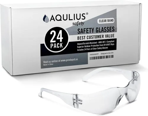 Vista 6 de Aqulius Safety Glasses - 24-Pack, for Men & Women, ANSI Z78.1 Certified Shooting Glasses, Eye Protection, Construction, Scratch-Resistant, Impact