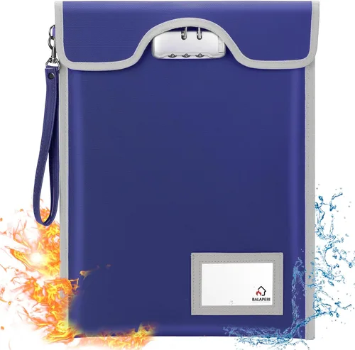Vista 10 de Bolsa de seguridad para documentos con candado (5200℉), soporte para documentos de viaje de 15 x 11 pulgadas, bolsa ignífuga con cremallera