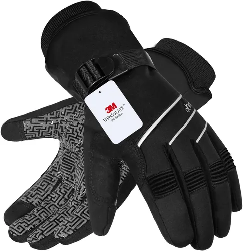 MOREOK - Guantes de invierno impermeables y resistentes al viento -30°F para hombres/mujeres, guantes térmicos con Thinsulate 3M para pantalla