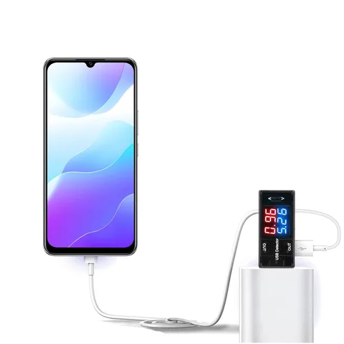 Vista 5 de Medidor USB LCD DC Digital Azul y Rojo Voltaje de corriente Medidor - Probador multifunción Amperímetro y Voltímetro