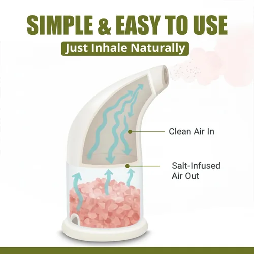 Vista 3 de Soporte respiratorio de Natural Solutions, inhalador de sal del Himalaya, color rosa