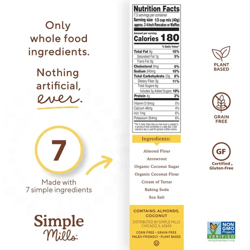 Vista 6 de Simple Mills Galletas de harina de almendras con chispas de chocolate, sin gluten y deliciosas galletas crujientes, aceite de coco orgánico, buenas