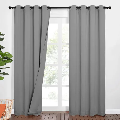 Vista 68 de NICETOWN Cortinas opacas para ventanas de sombreado completo, súper resistentes, con forro absorbente de ruido, para dormitorio, tratamiento