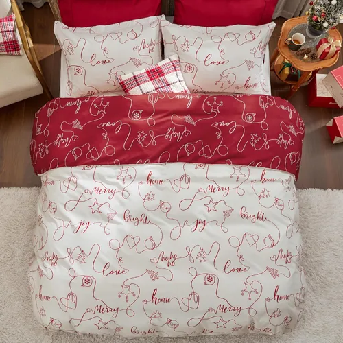 Vista 8 de Bedsure Funda de edredón de Navidad tamaño individual, colección de ropa de cama para niños con patrón de copos de nieve navideños, incluye 1 funda