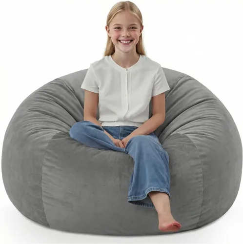 Vista 92 de Puf de 5 pies, puf grande con relleno de espuma viscoelástica, sofá puff esponjoso con funda de terciopelo holandés, puf redondo para sala de estar