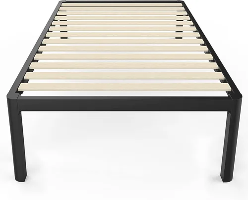Vista 21 de MAF Marco de cama de metal Queen de 18 pulgadas con patas redondas anticolisión, marco de cama negro resistente de 3500 libras con listones