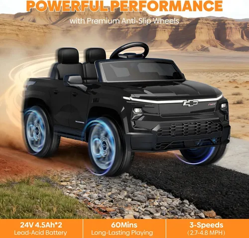 Vista 8 de Auto eléctrico Chevrolet Silverado con licencia de 24 V para niños Negro