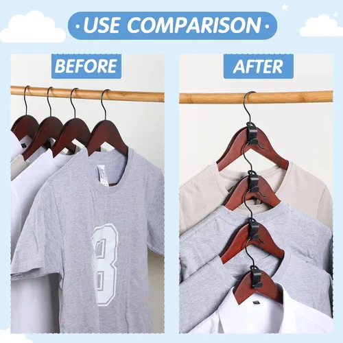 Vista 4 de Fumete 300 piezas de ganchos para colgar ropa, clips extensores, ganchos de plástico en cascada resistentes, ahorran espacio para armario, ahorro