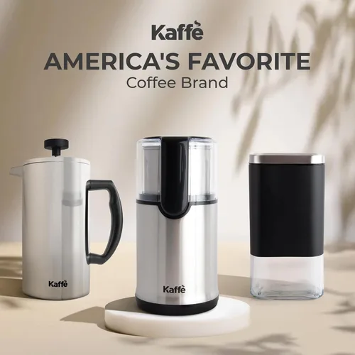 Vista 6 de Kaffe - Molinillo de café eléctrico con taza extraíble (3.5 onzas), acero inoxidable, cepillo de limpieza incluido, molinillo de granos de café