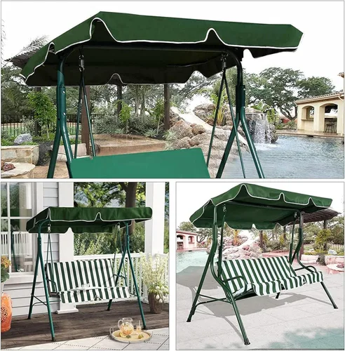 Vista 4 de Funda de repuesto para toldo de columpio y funda para asiento de columpio, 3 plazas, cubierta superior de repuesto para jardín, patio, columpio