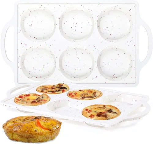 Vista 13 de CAKETIME Molde de silicona para magdalenas con marco de metal, sartén redonda antiadherente de 4 pulgadas para muffins ingleses, empanadas, pan