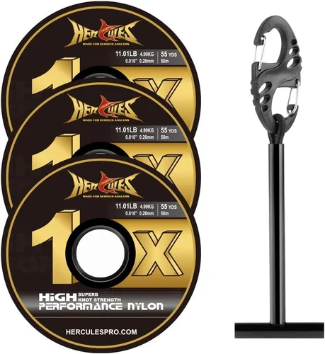 Vista 20 de HERCULES Tippet de pesca con mosca, paquete de 3 con soporte para volquetas, 55 yardas