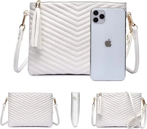 Vista 3 de LYPULY Bolsos cruzados pequeños para mujer, bolsos de hombro de cuero vegano de moda, cartera de mano con correa de muñeca