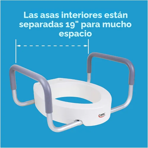 Vista 6 de Carex Asiento de inodoro elevado de 3.5 pulgadas con brazos, elevador de asiento de inodoro alargado, capacidad de hasta 250 libras, asiento
