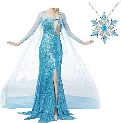 kuisen Vestido de princesa de la reina de las nieves para mujer, disfraz de fiesta de disfraces para Halloween, cosplay, Costum