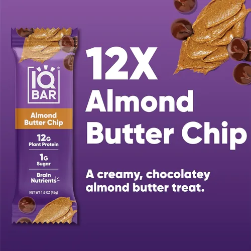 Vista 7 de IQBAR Brain and Body Keto Protein Bars - Chocolate Sea Salt and Almond Butter Chip - 12 barras energéticas - Barras de proteína bajas