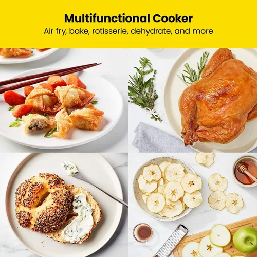 Vista 9 de Freidora de aire digital multifuncional + asador, deshidratador, horno de convección, 17 ajustes preestablecidos de pantalla táctil para freír