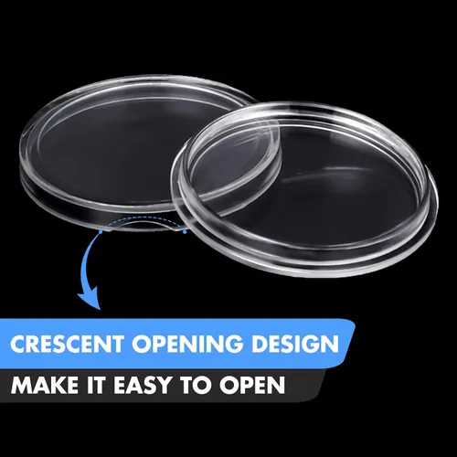 Vista 3 de 500 unidades de 0.984 in titular de monedas cápsulas transparente redondo plástico contenedor contenedor para monedas suministros de colección