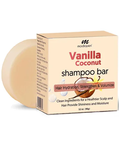 Barra de champú de coco y vainilla, cuidado natural del cabello, suavidad sedosa y nutrición, fortalece el cabello y da volumen, sin parabenos,