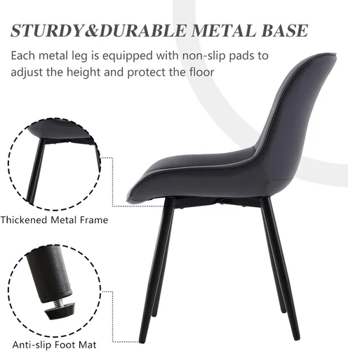 Vista 4 de YOUNIKE Dining Chairs Set of 2 Faux Leather Upholstered Dining Room Chair with Metal Legs, Armless Ergonomic Backrest Mid Century Modern Chairs